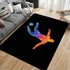 Colorful Soccer Player Illustration on Black Background Non-slip rug suitable for living room and bedroom sofas