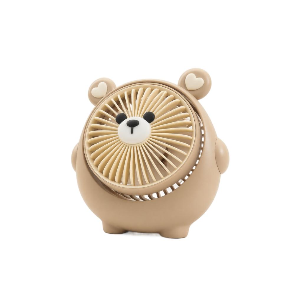 Cute Bear Shaped Desktop Fan USB Rechargeable Portable Small Fan for Office Home Travel Personal Cooling with Adjustable Angle and Quiet Operation