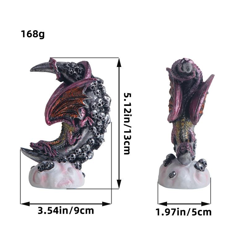 Halloween Moonlight Dragon Statue Gothic Style Decoration Skull Crescent Sculpture Ornament Resin Crafts home decoration