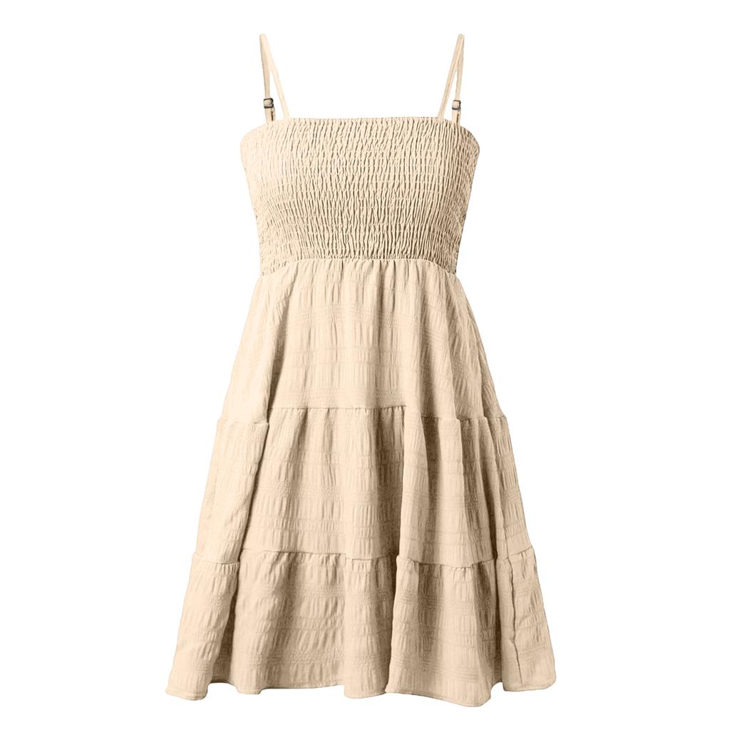 Women's Summer Dress Beach One Neck Thin Strap Color Dress
