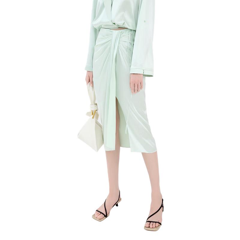 Edition Women s Draped Silk Blend Slit Midi Skirt S (160cm)