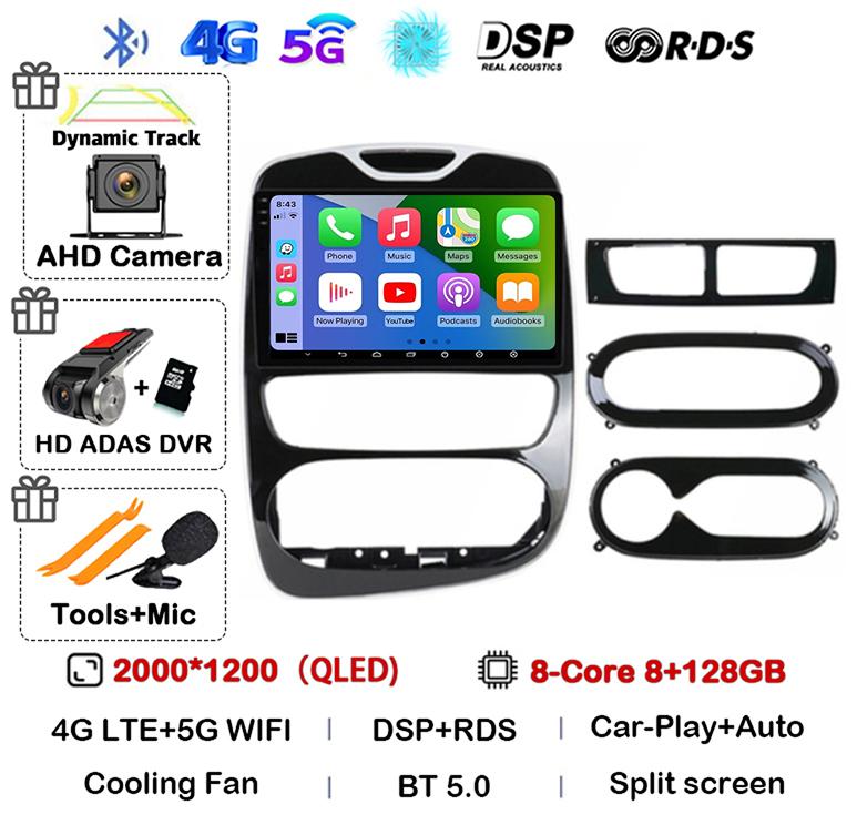 Android 14 Carplay Auto WIFI+4G For Renault Clio 3 4 2012 - 2015 2016 - 2018 Car Radio Multimedia Video Player Stereo Audio GPS