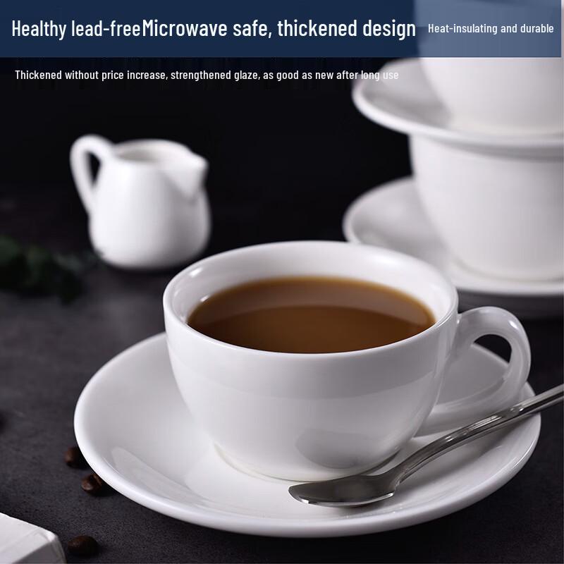 Reines Weißes Keramik-Kaffee-Tassen- und Untertassen-Set