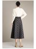 Women's High-Waist Woolen Plaid A-Line Skirt - Autumn/Winter 2025 Collection