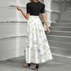 Women's Elegant Fashion Floral Print Belted Short Sleeve Round Neck Splicing Casual Dress