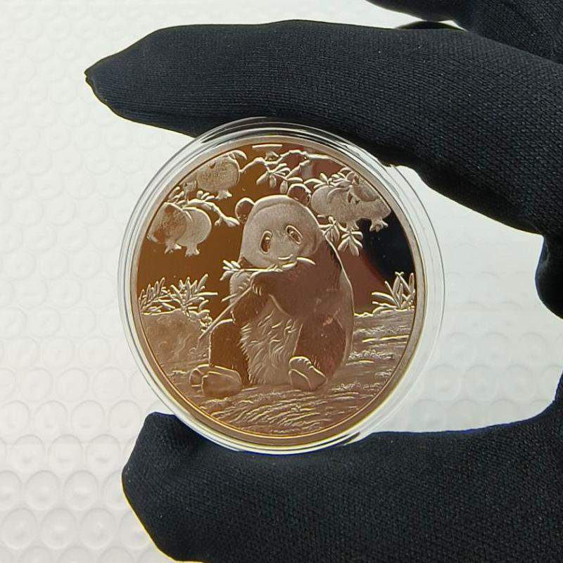 Panda Coins, Gold-plated and Silver Plated, Commemorative Medals, Metal Crafts, Panda Commemorative Medals, Small Gifts