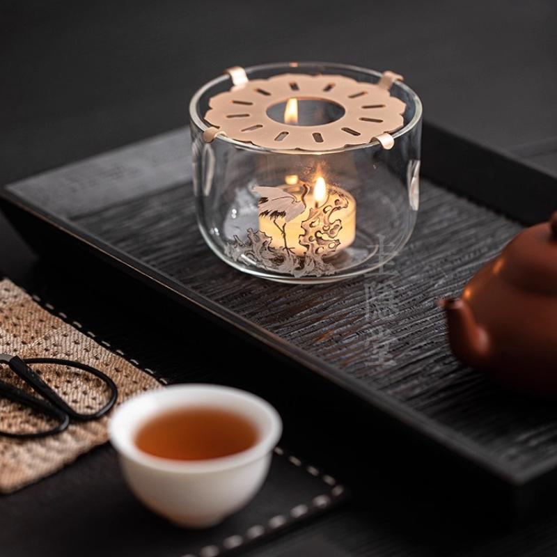 Heat-resistant glass candle base heating tea stove new Chinese style household tea art insulation tea stove