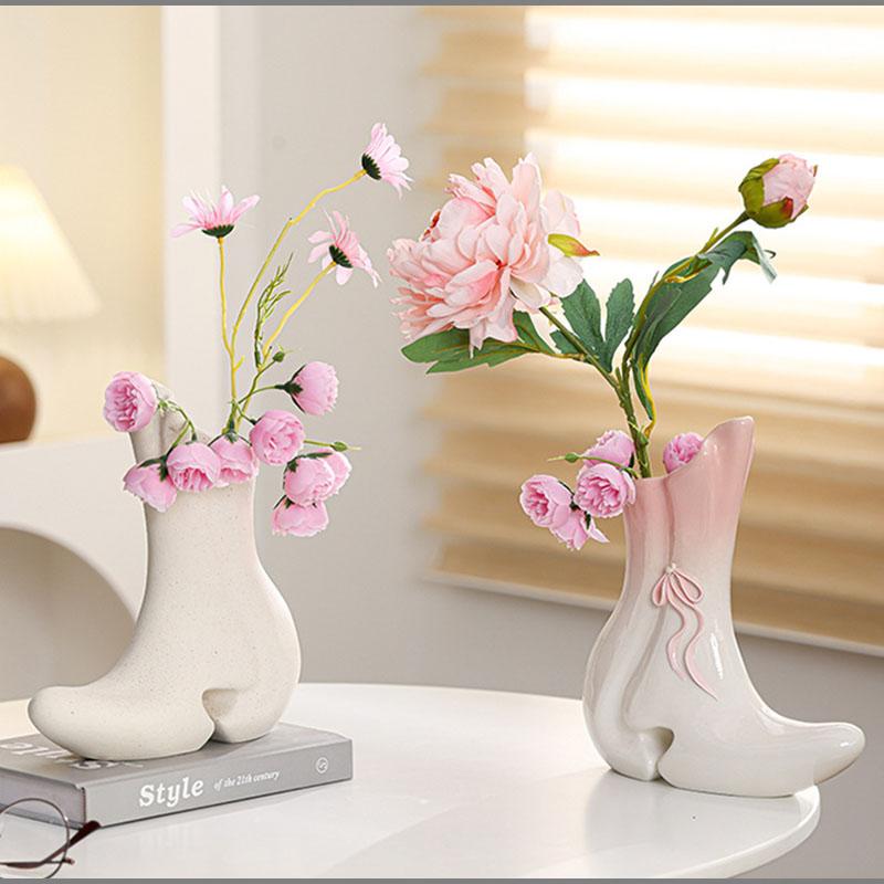 European Style Ceramic Shoes Vase Abstract Art Ornaments Senior Living Room Dining Table Hydroponic Vase Ceramic Home Decoration