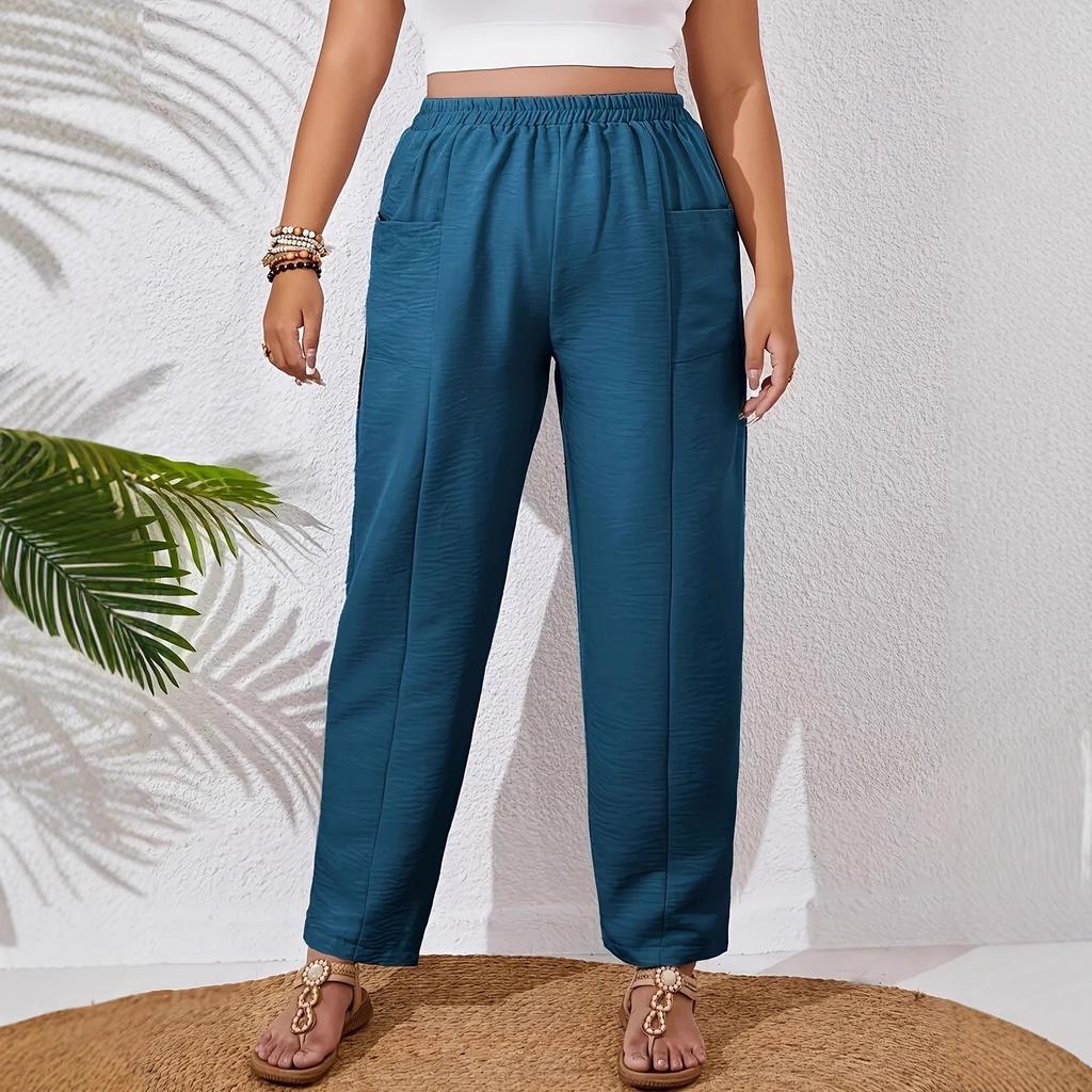 Large-sized Solid-color Women's Long Pants, Comfortable and Casual Straight-leg Pants