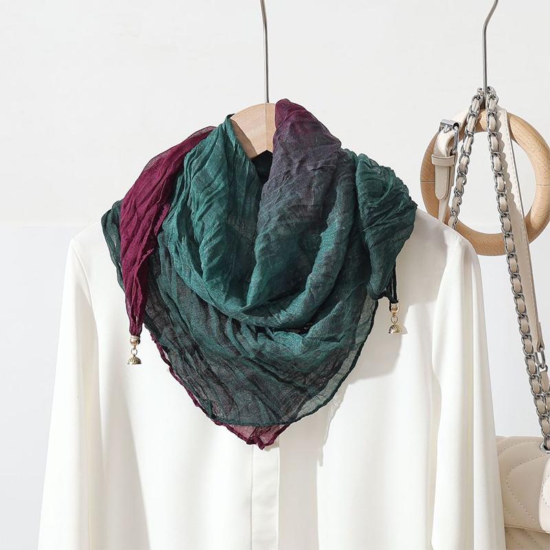 Women Scarf for Women Fashion Square Scarf Bohemian With Magnetic Buckle Casual Long Pleated Outings