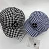 Korean Style Unisex Plaid Embroidered Duckbill Sun Cap