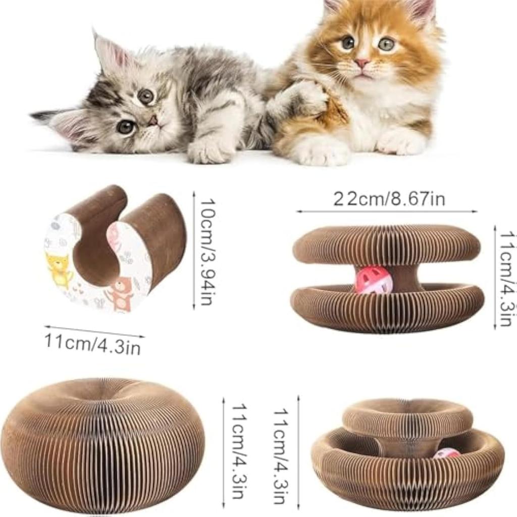 Foldable Flexible Cat Scratcher Boopz Bell-Ball for Cats Accordion Cardboard Interactive & Transformable Scratching Toy