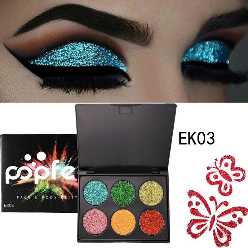 6 Colors Diamond Glitter Eye Shadow Sequin Eyeshadow Palette Makeup Palettes