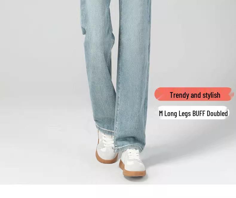 Women's 2025 New Spring/Autumn Slimming High Waist Straight-Leg Jeans - Light Color, Petite Fit with Wide and Narrow Leg Options
