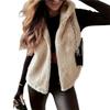 Womens Hooded Fleece Vest Jacket Warm Zipper Front Elegant Casual Outerwear