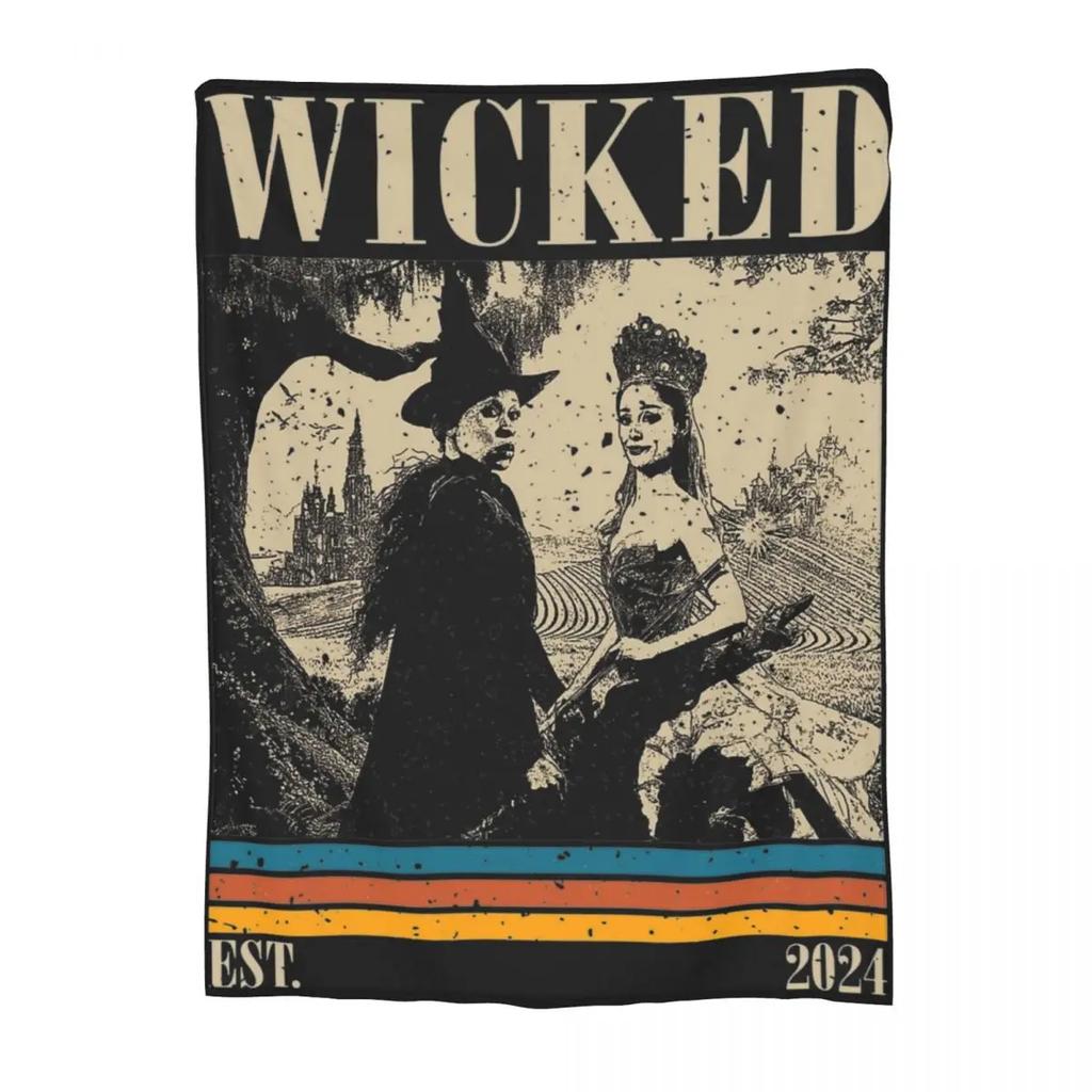 Wicked Muzikálový Film 2024 Deka Fleece Potisk Relax Měkká Přehozová Deka na Postel Ložnice Plyšová Tenká Prošívaná Deka