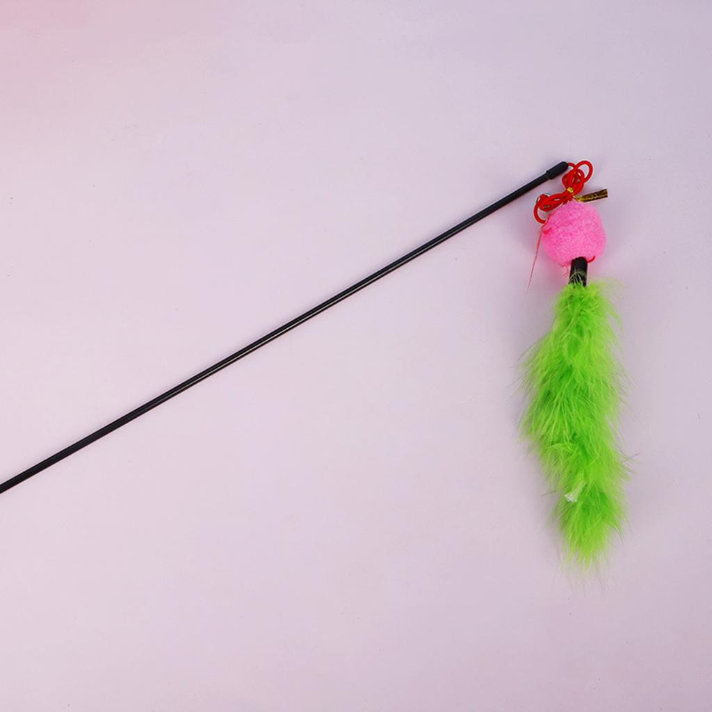 Cats Teaser Toy Interactive Feather Teasing Wand Toy with Bell Fluffy Plush Ball for Indoor Kittens for Play for Chas