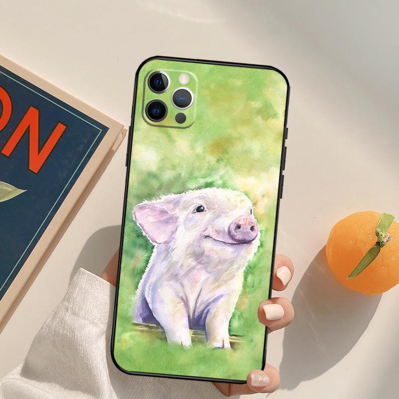 Cartoon Pig Funda Case For iPhone 16 Pro Max 15 14 11 12 13 Pro Max Mini XR 16e 16 15 Plus Phone Cover