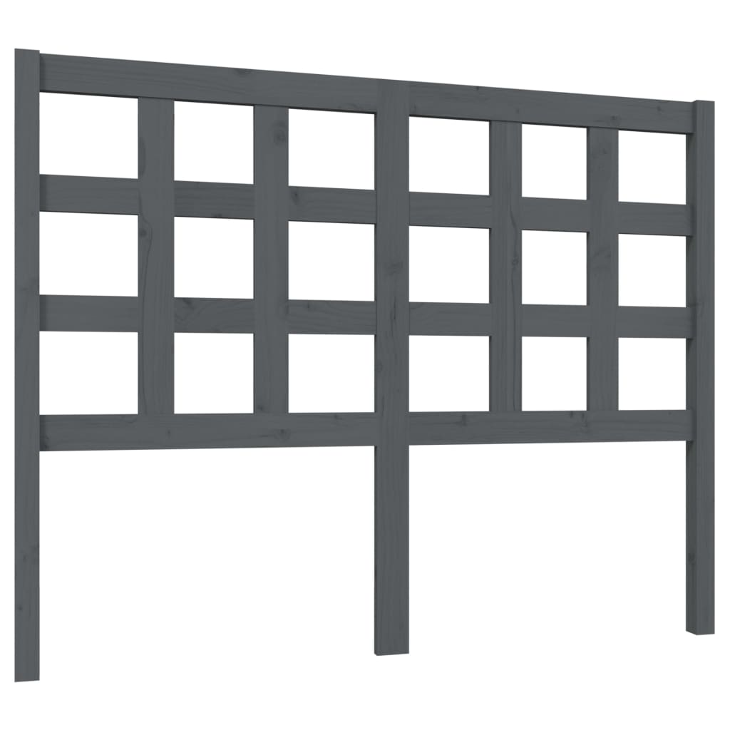 Headboard Grey 125.5 X 4 X 100 Cm Solid Pine Wood
