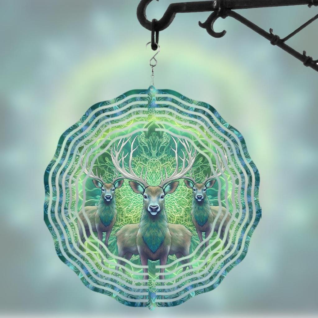10 Inch Metal Wind Chime with Deer Design for All Seasons 360 Degree Swivel Hook Garden Decor No Electricity Needed