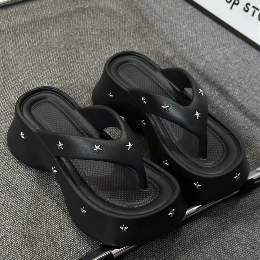 Fashion 2025 Summer Women Flip Flops Platform Beach Sandals Star Decoration Slippers Fashion Slides Casual Sandals Indoor Shoes Female