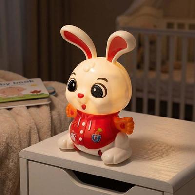 360° Rotation Bunny Electric Toy Light Effects Colorful Sound Electric Dancing Bunny Cute Design Movable Kids Electric Bunny Toy