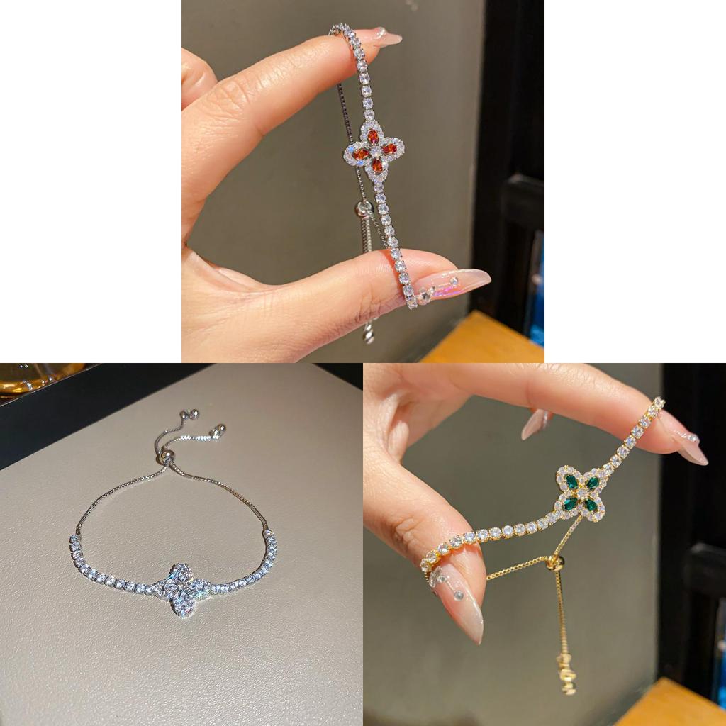 Pulseira de Joias Florais Com Pedras de Zircônia Para Presente de Mulher