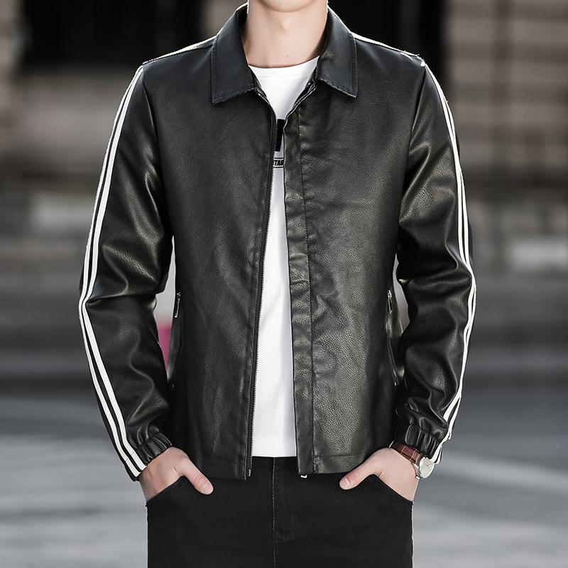 

Мужская кожаная куртка весна-осень новый стиль лацкан тонкий и красивый мужской повседневный мотоциклетный пиджак для мужчин 4XL