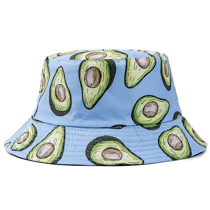 Hot Sale Unisex Bucket Hats Summer Double-sided Wear Fruit Printing Women Cap Outdoor Sun Hat Men Classic Panama Bucket Hat