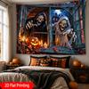 1pc Vintage Dark Style Halloween Tapestry, Spooky Skeleton Figures Reaching Out, Extra Large Polyester HD Digital Print Wall Decor, Free Clips