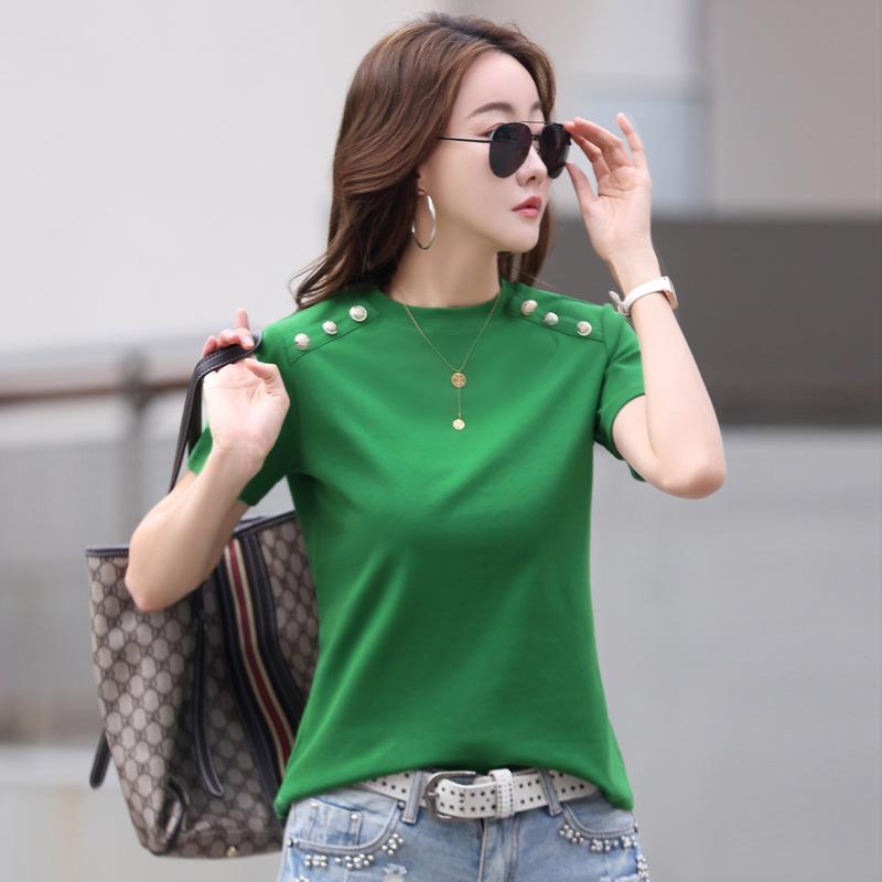 

Футболка женская с коротким рукавом, новый корейский стиль, модная свободная универсальная круглая горловина, футболка с коротким рукавом, Ins 2XL