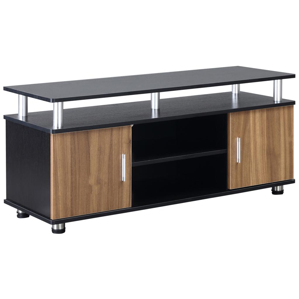 TV Cabinet Up to 55" with Cabinets and Shelves in Wood and Aluminum, 120x40x52.2cm