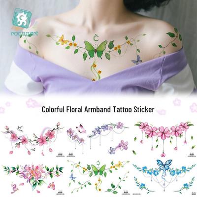 Ruikalong Wasserdichte Florale Herz Tattoo Aufkleber für Brust und Schlüsselbein