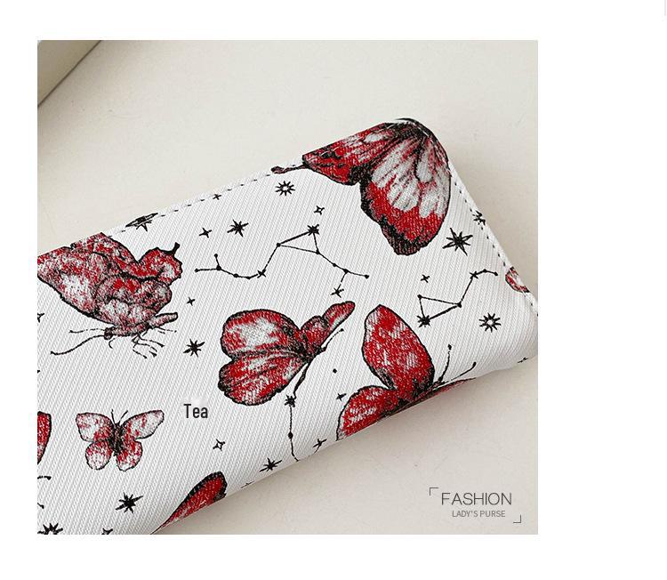 2024 Korean Butterfly Print Clutch: Stylish Single-Zip Wallet for Women
