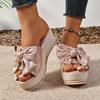 Women's Thick Sole Sandals Solid Color Versatile Bow High Quality Platform