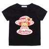 Cute Strawberry Shortcake T-Shirt for Children Retro Cartoon Print Tees Cotton 100% Short Sleeved Casual O-Neck Kids Tops Summer