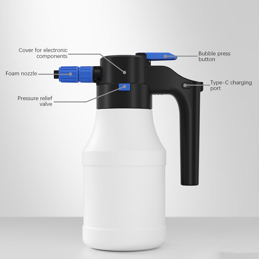 Spruzzatori a Schiuma Elettrici da 1,5L, Generatore di Schiuma, Idropulitrice a Schiuma Ricaricabile ad Alta Pressione, Potente Efficiente Idropulitrice a Schiuma ad Alta Pressione