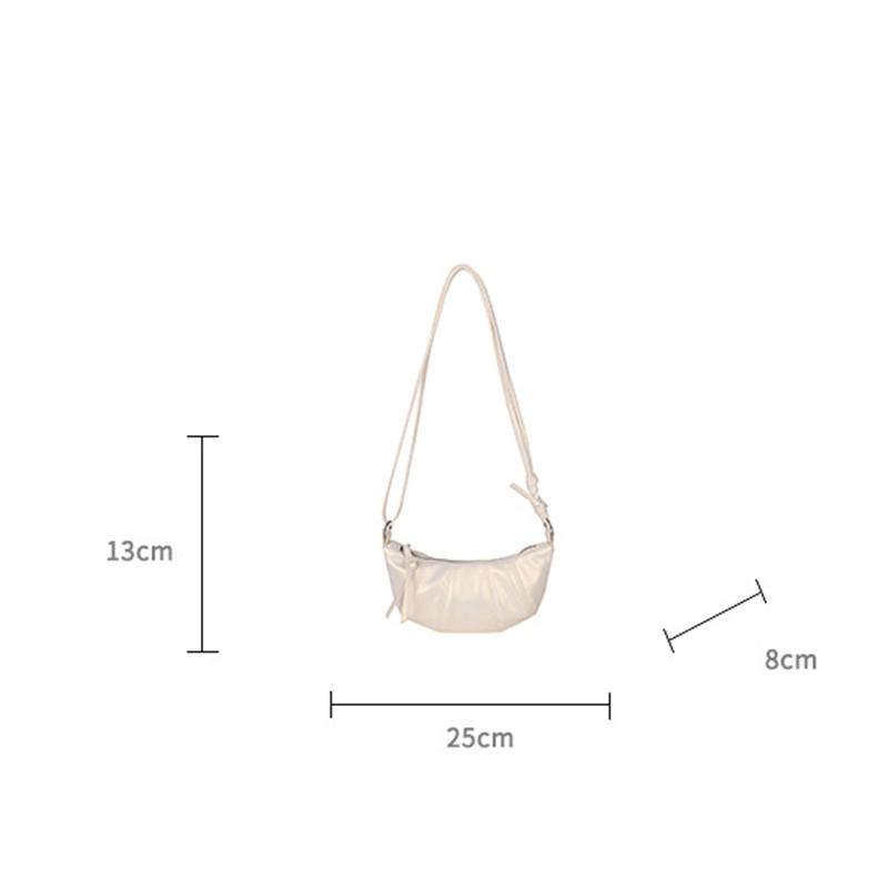 Yogodlns Fransk Croissantveske Chic Mote Sølv Crossbody-veske Retro PU Mini Boulogne Håndveske Casual Søt Skulderveske