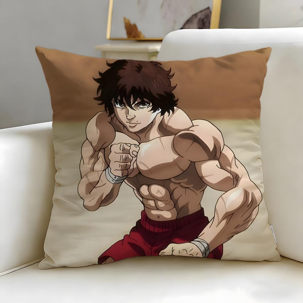 Popular Anime Baki the Grappler Cushion Cover Soft EasyWash Pillow Case Versatile for Couch Bed Travel and Office