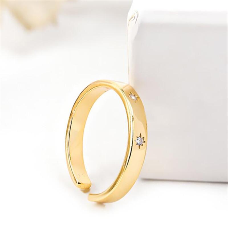 Mode Persönlichkeit Minimalistischer Stil Eingelegter Zirkon 925 Sterling Silber Schmuck Einfaches Design Ins Goldene Sonne Öffnungsringe TYB403