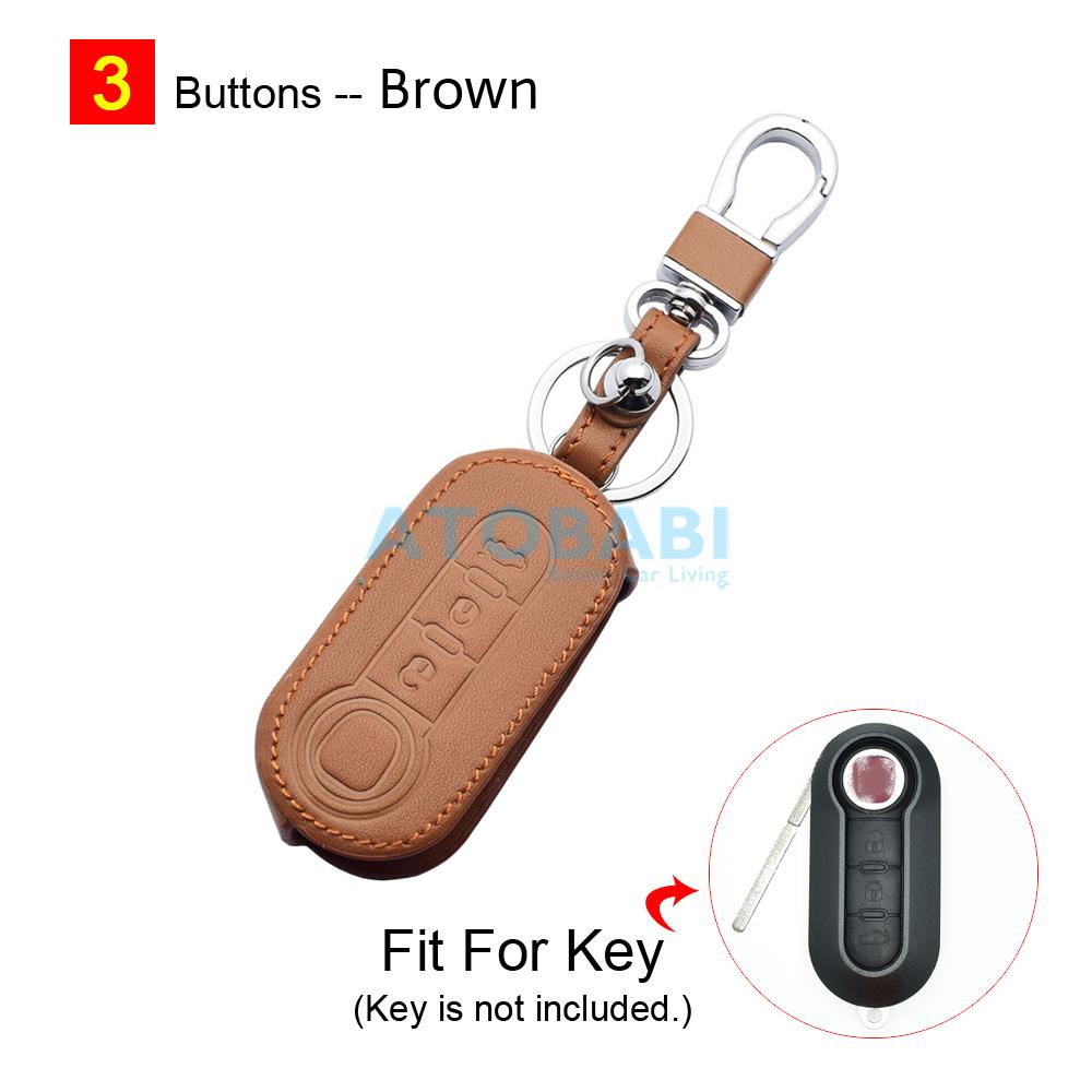 Leather Car Key Case 3 Button Folding Remote Control Protect Cover For Fiat 500 500L 500X Brava Punto Ducato Fiorino Panda Stilo