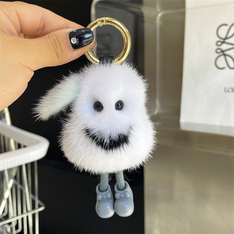 Fur Pendant New Womens Mink Hair Pear Keychain Pendant Car Decoration Accessories Plush Doll Book Bag Pendant