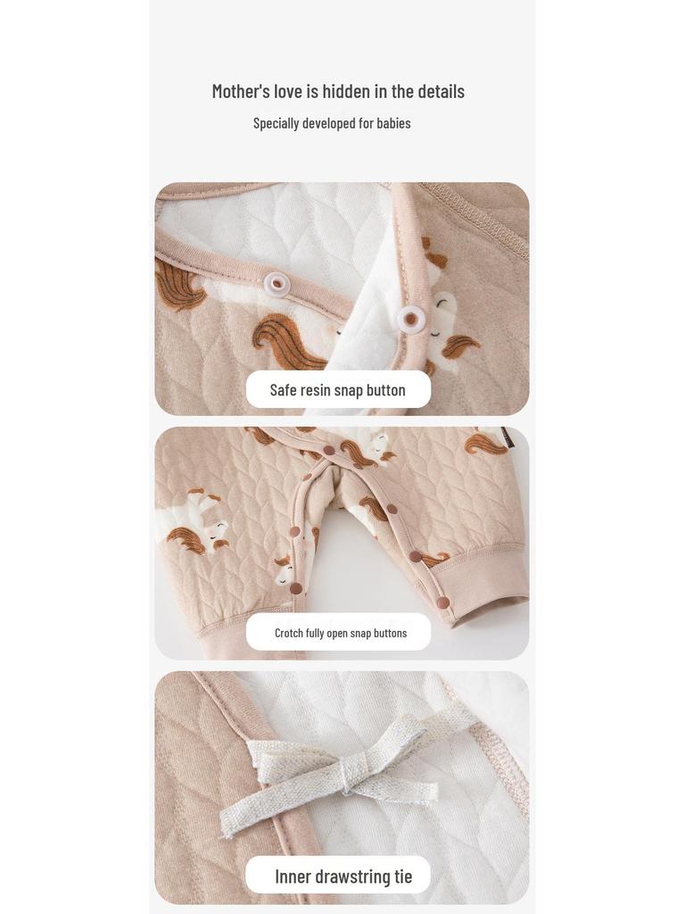 Baby Butterfly Three-Layer Warm Crawling Jumpsuit - Boneless, All-Season Newborn Clothing