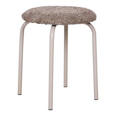 Stool - EBUY24 - 44x44 Cm - Brown Textured Fabric - Contemporary Design - Comfortable