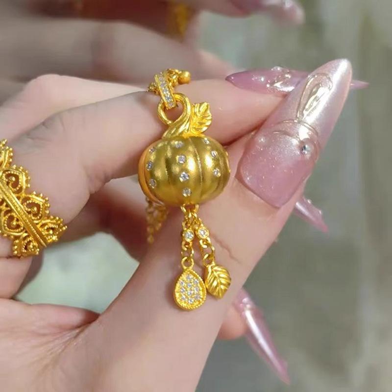 New S925 Silver Brushed Pumpkin Tassel Women s Pendant Necklace Exquisite, Fashionable, High-quality Wedding Jewelry
