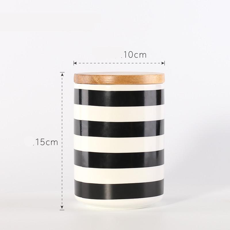 Nordic Geometric Black Sealed Cans with Lids Ceramic Storage Jars Tea Cans Candy Biscuit Jars Home Accessories WSHYUFEI