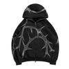 Sudadera con cremallera y gráficos de pedrería para mujer y hombre, sudadera extragrande, chaquetas, jersey estético Y2k Streetwear, regalos Negro L
