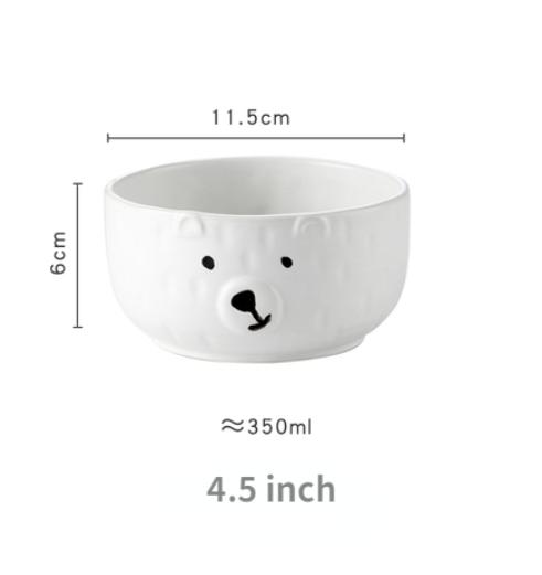 Cute Animal Bowl Cake Dish Large Salad Soup Pasta Bowl Coffee Mug Milk Cup Ceramic White Dinner Plates Set Cute Dishes Set Korea