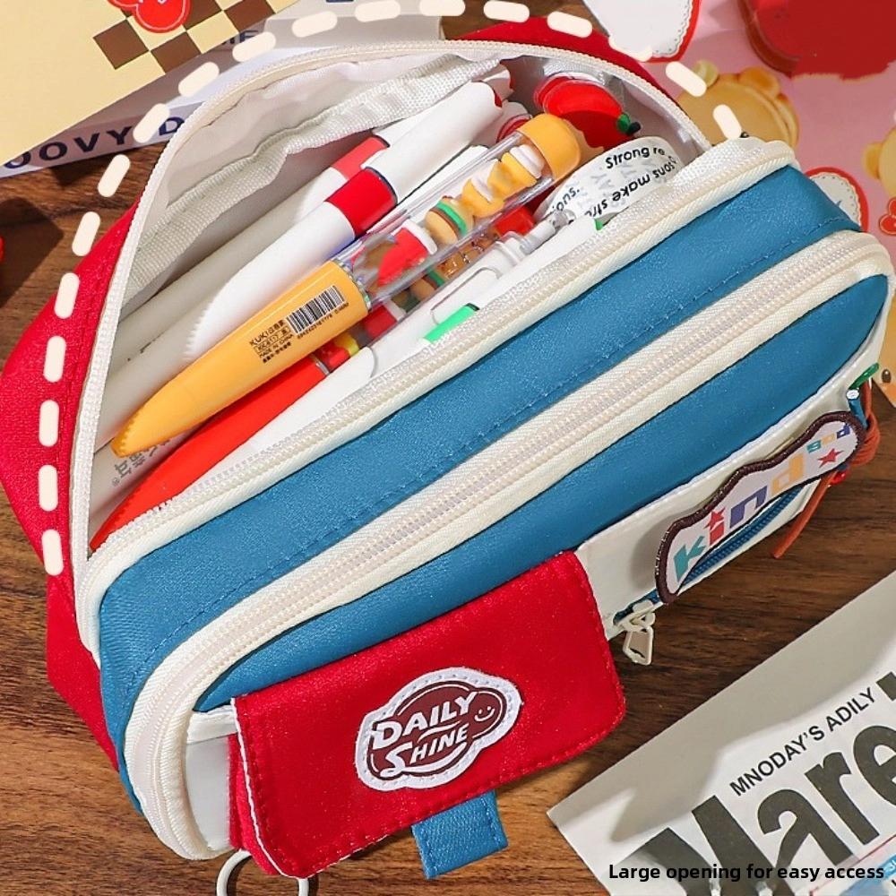 Large Capacity Stationery Storage Bag Multilayer Pen Pencil Case Dopamine Pencil Bag  Gilrs Boys