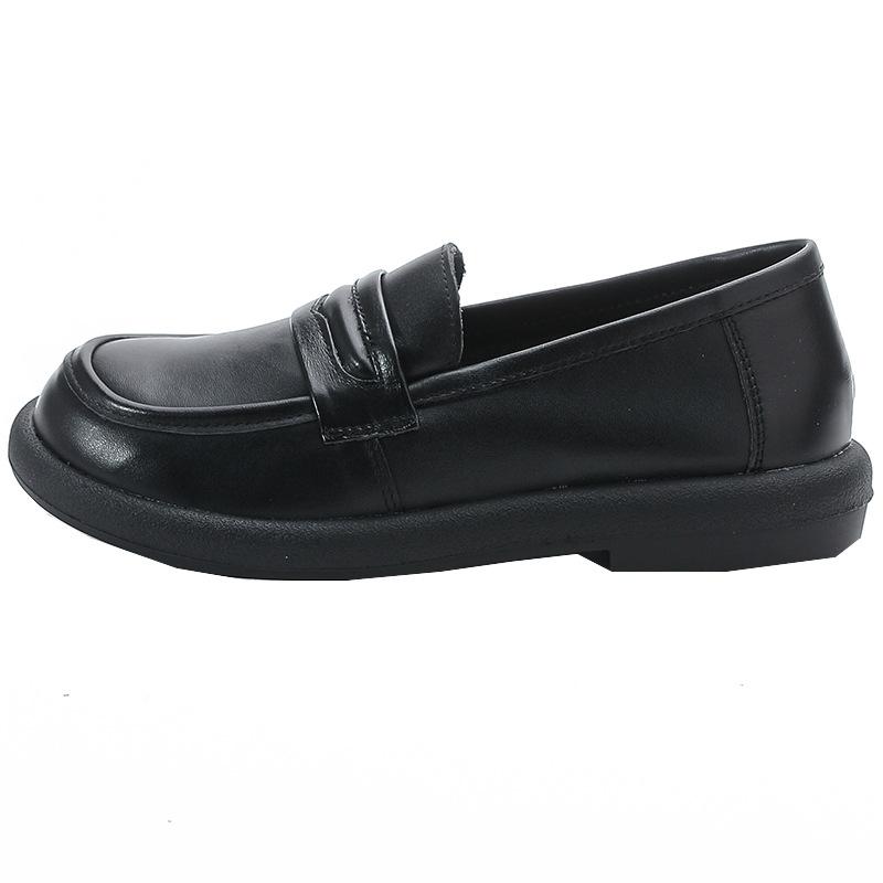 Fashion Cowhide Women Shoes Fashion Mid Heel Thick Soled Genuine Leather Retro Loafers Spring Autumn Flat Women Singles Shoes Mom Shoes